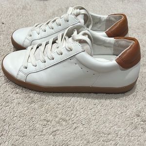 Banana Republic Women's Sneaker, Size 7.5, White and Brown Leather